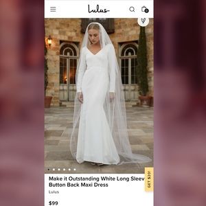 White long sleeve gown from Lulu’s! Never worn, new with tags. Size M